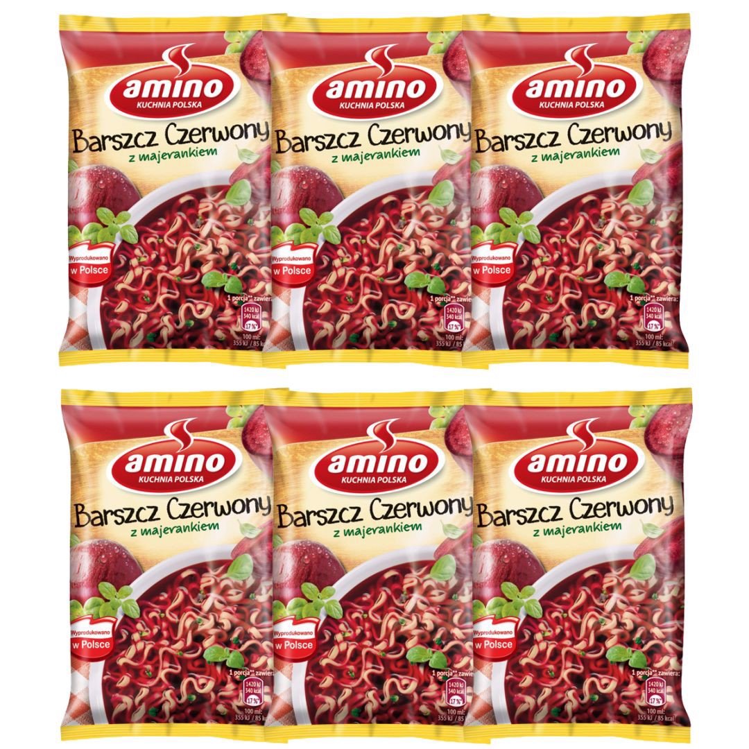 Amino Zupa błyskawiczna barszcz czerwony z majerankiem 66 g x 6 sztuk