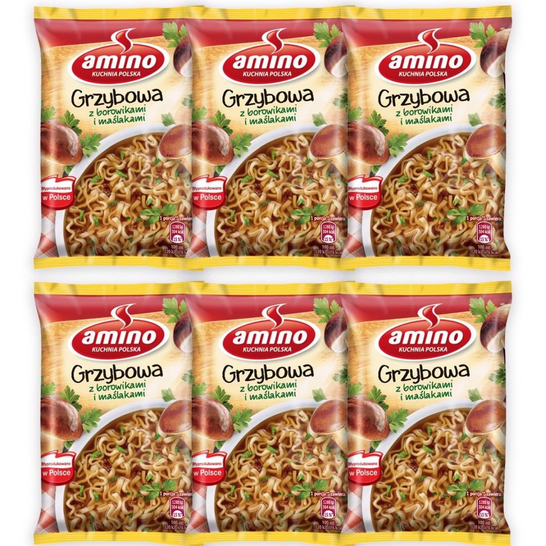 Amino Zupa błyskawiczna grzybowa z borowikami i maślakami 57 g x 6 sztuk
