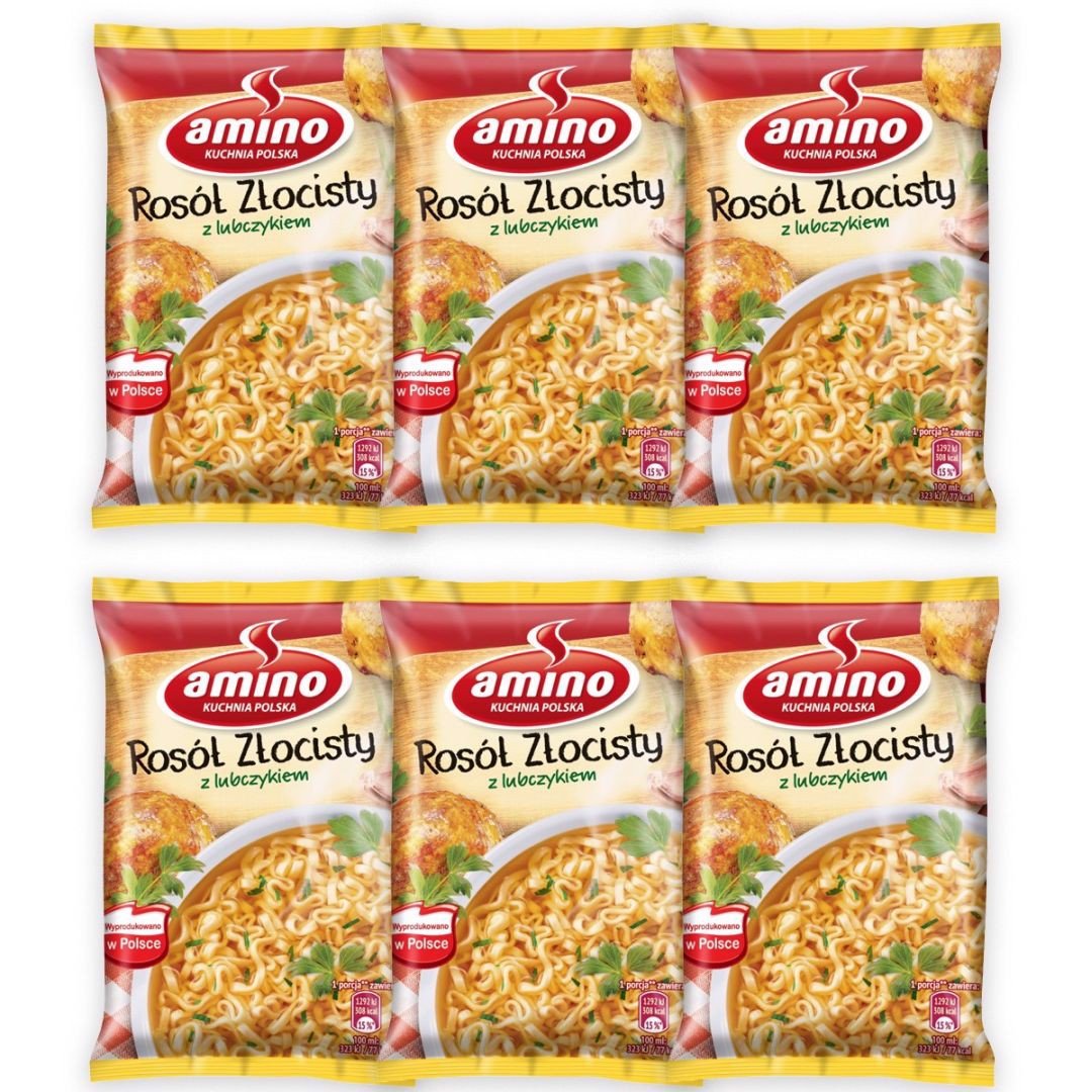 Amino Zupa błyskawiczna rosół złocisty z lubczykiem 57 g x 6 sztuk