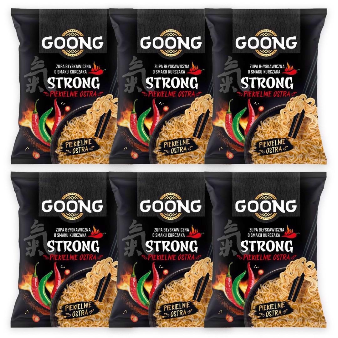 Goong Strong Zupa błyskawiczna o smaku kurczaka piekielnie ostra 65 g x 6 sztuk