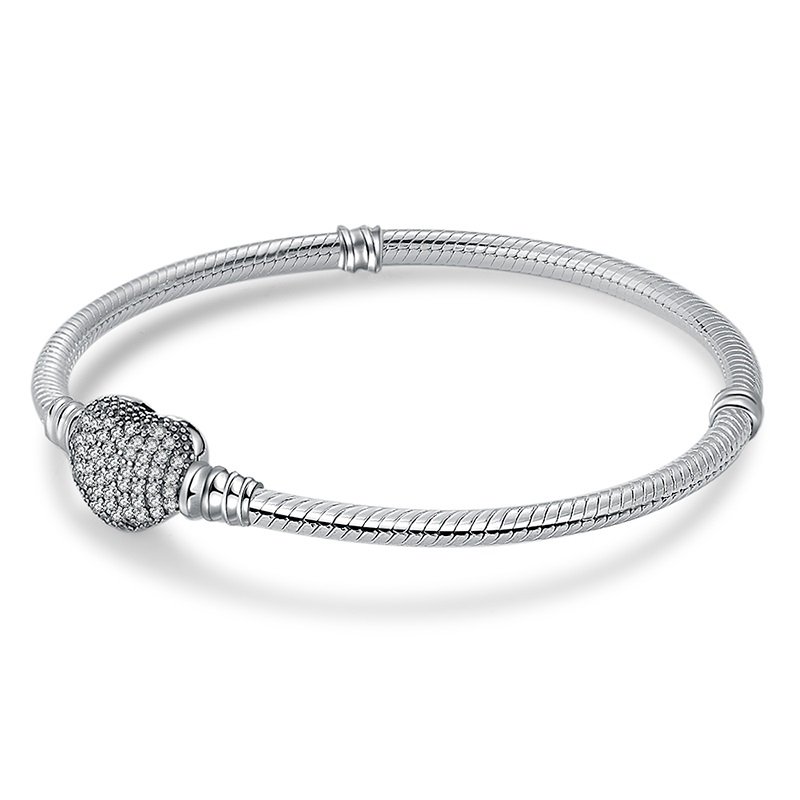 Bransoletka modułowa posrebrzana Charms typu PANDORA SREBRO 925 Serce 17 cm