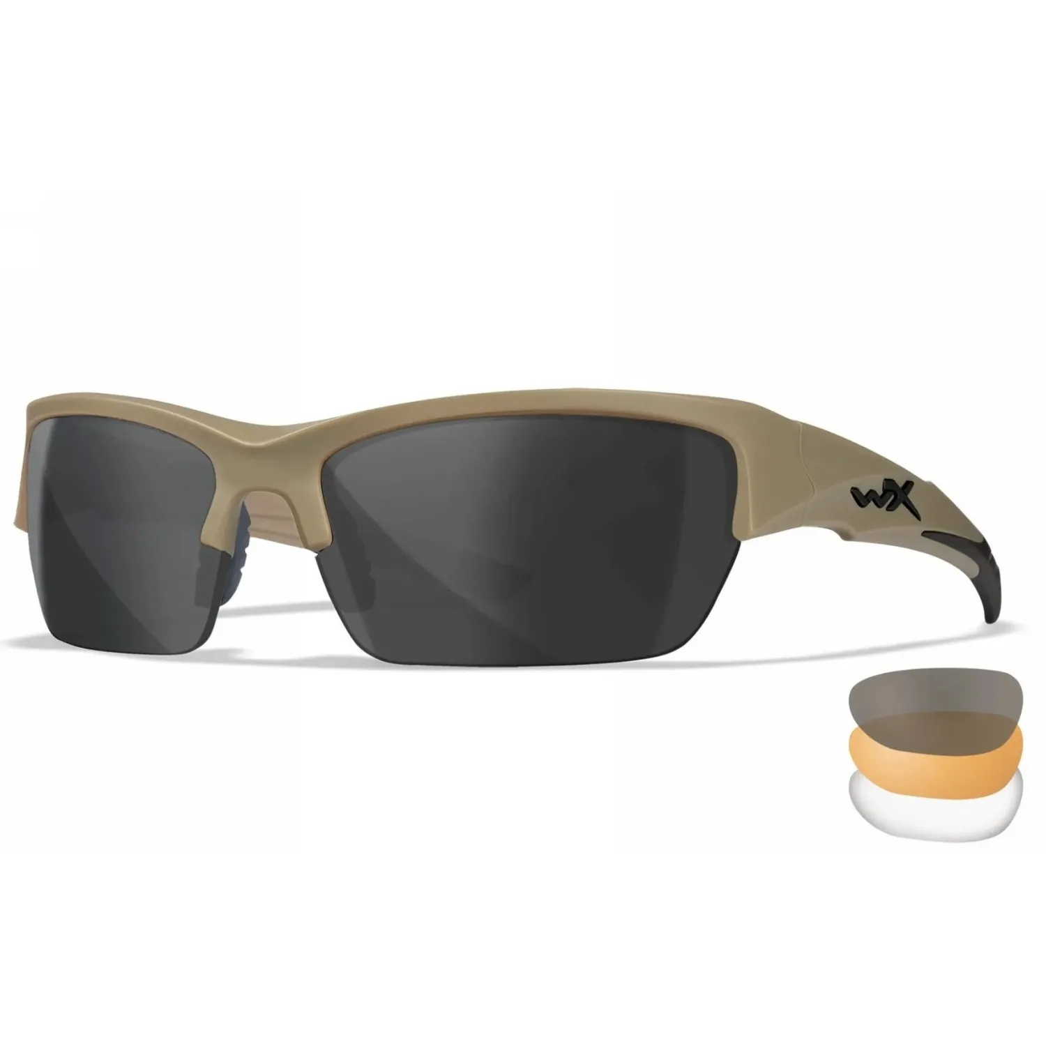 Okulary Taktyczne Wiley X Valor 2.5 CHVAL06T Grey/Clear/Light Rust - Matte Tan Frame