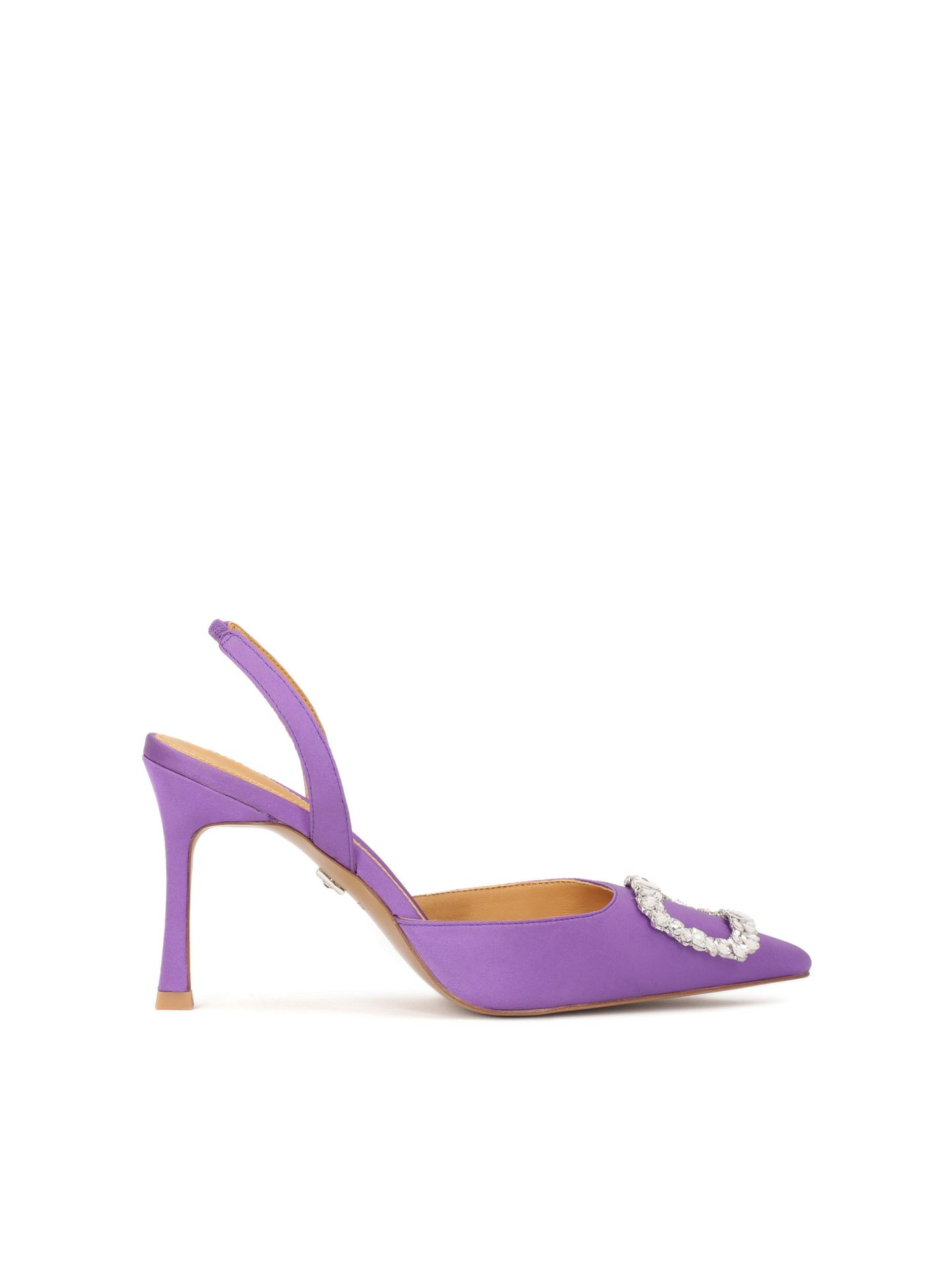 Fioletowe czółenka slingback z tkaniny