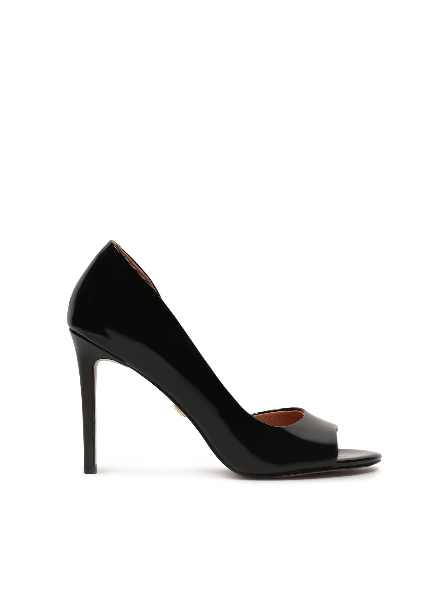 Skórzane czółenka peep toe