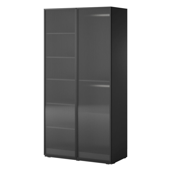 Szafa przeszklona SANDBOX 101 cm Szkło ryflowane Flutes Czarny