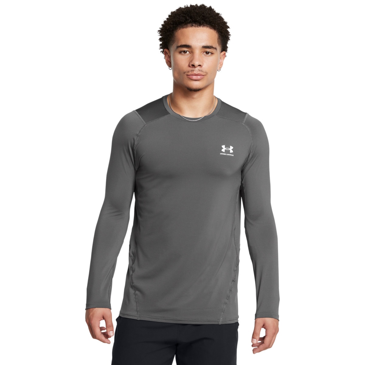 Męski longsleeve treningowy Under Armour UA Hg Armour Fitted Ls - szary - UNDER ARMOUR
