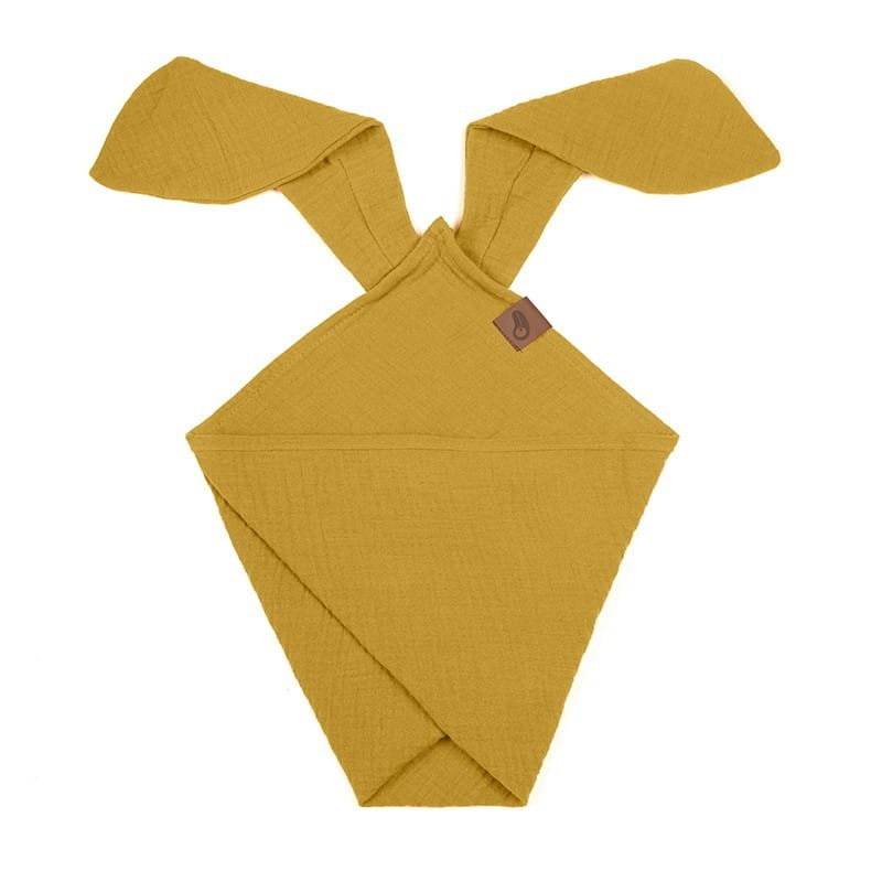 Pieluszka Dou Dou Bunny Z Organicznej Bio Bawełny Gots Cozy Muslin With Ears 2In1 Mustard Hi Little One