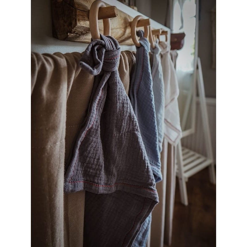 Hi Little One - Przytulanka Dou Dou Z Gryzakiem Z Organicznej Bio Bawełny Gots Cozy Muslin With Wood Teether 2In1 Cloud