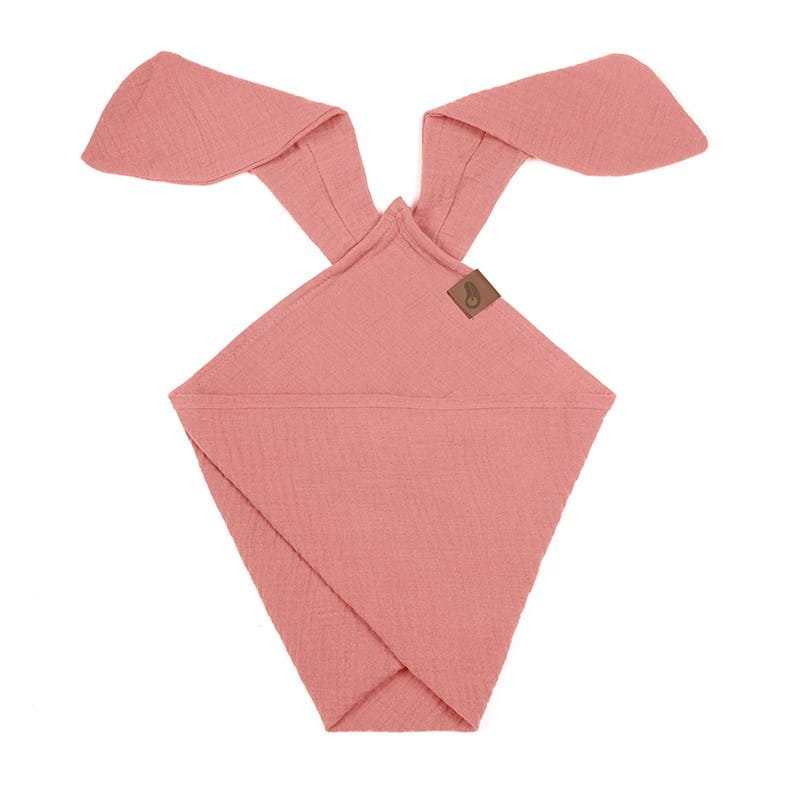 Pieluszka Dou Dou Bunny Z Organicznej Bio Bawełny Gots Cozy Muslin With Ears 2In1 Salmon Hi Little One