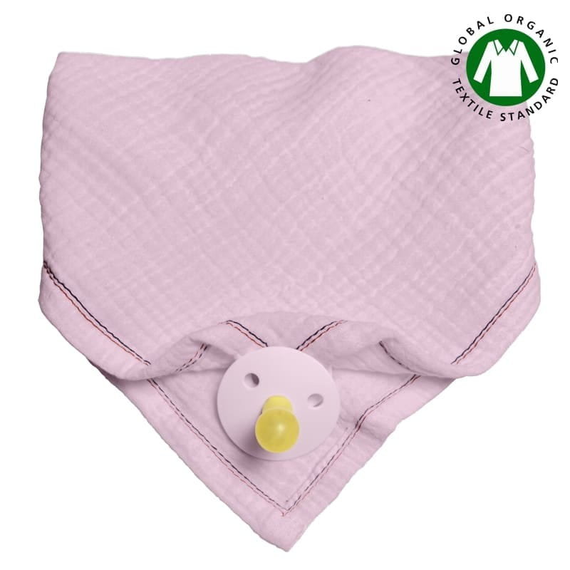 Hi Little One - Bandana, Śliniak Z Zawieszką Na Smoczek Z Organicznej Bio Bawełny Gots Bandana Bibs 3In1Baby Pink Dark