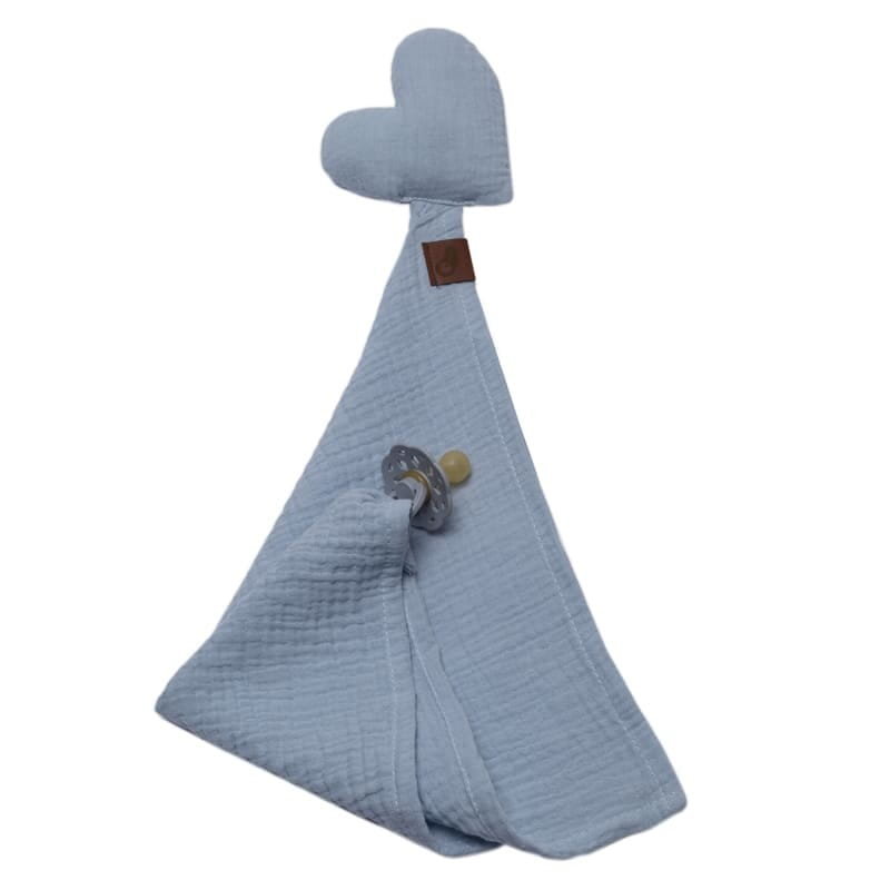 Hi Little One - Przytulanka Dou Dou Serce Z Zawieszką Na Smoczek Baby Blue