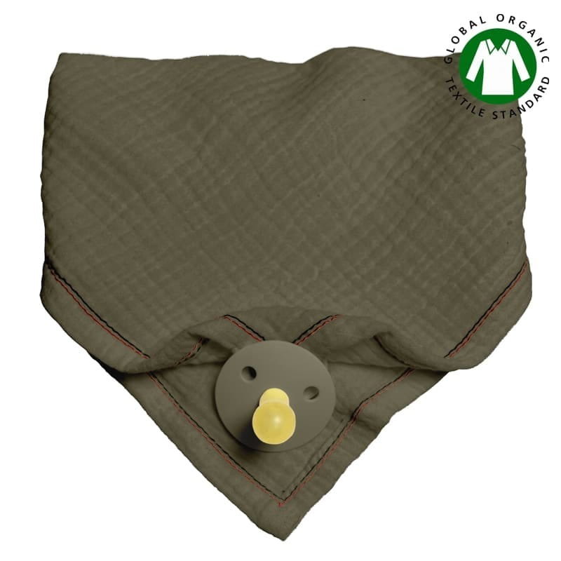 Hi Little One - Bandana, Śliniak Z Zawieszką Na Smoczek Z Organicznej Bio Bawełny Gots Bandana Bibs 3In1 Green Hunter