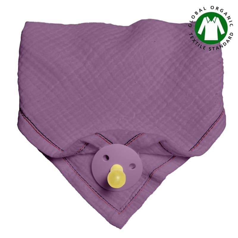 Hi Little One - Bandana, Śliniak Z Zawieszką Na Smoczek Z Organicznej Bio Bawełny Gots Bandana Bibs 3In1 Lavender