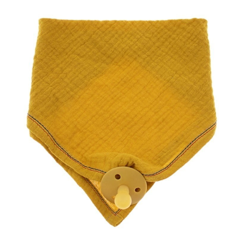 Hi Little One - Bandana, Śliniak Z Zawieszką Na Smoczek Z Organicznej Bio Bawełny Gots Bandana Bibs 3In1 Mustard
