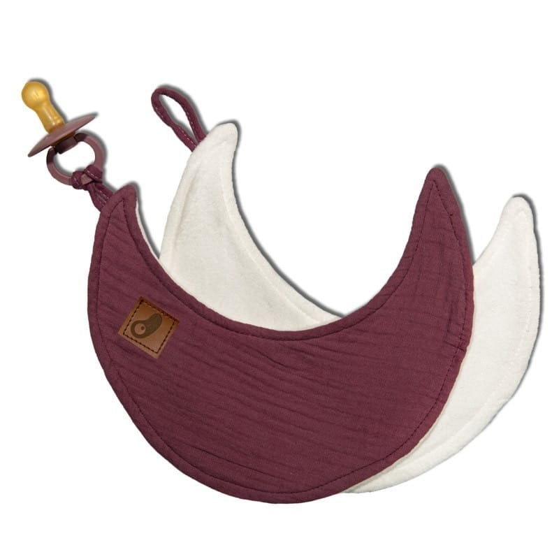 Przytulanka Dou Dou Z Zawieszką Z Organicznej Bio Bawełny Gots Cozy Muslin Pacifier Keeper Moon Lavender Hi Little One