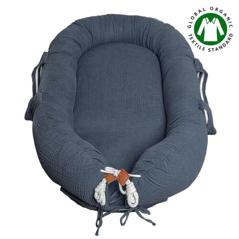 Hi Little One - Kokon Gniazdko Dla Noworodka Z Organicznego Oddychającego Bio Muślinu Gots Newborn Nest Iron