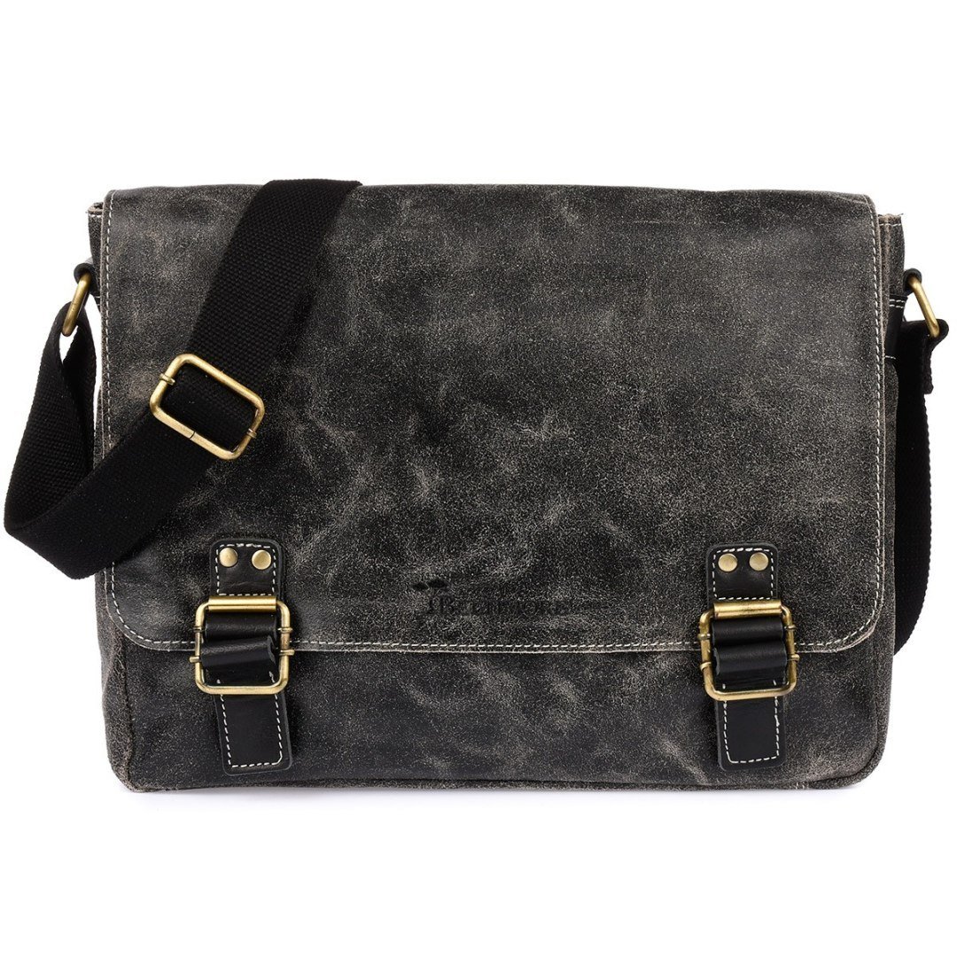 Beltimore torba męska na ramię skórzana duża czarna M85 czarny