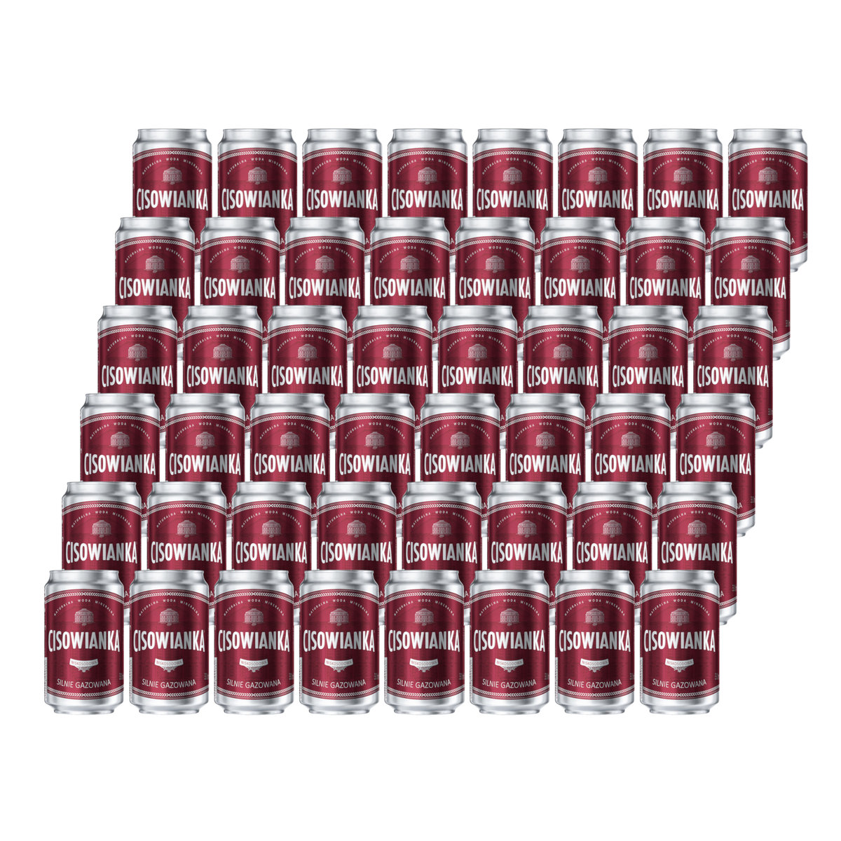 48x Woda mineralna CISOWIANKA silnie gazowana puszka 330 ml