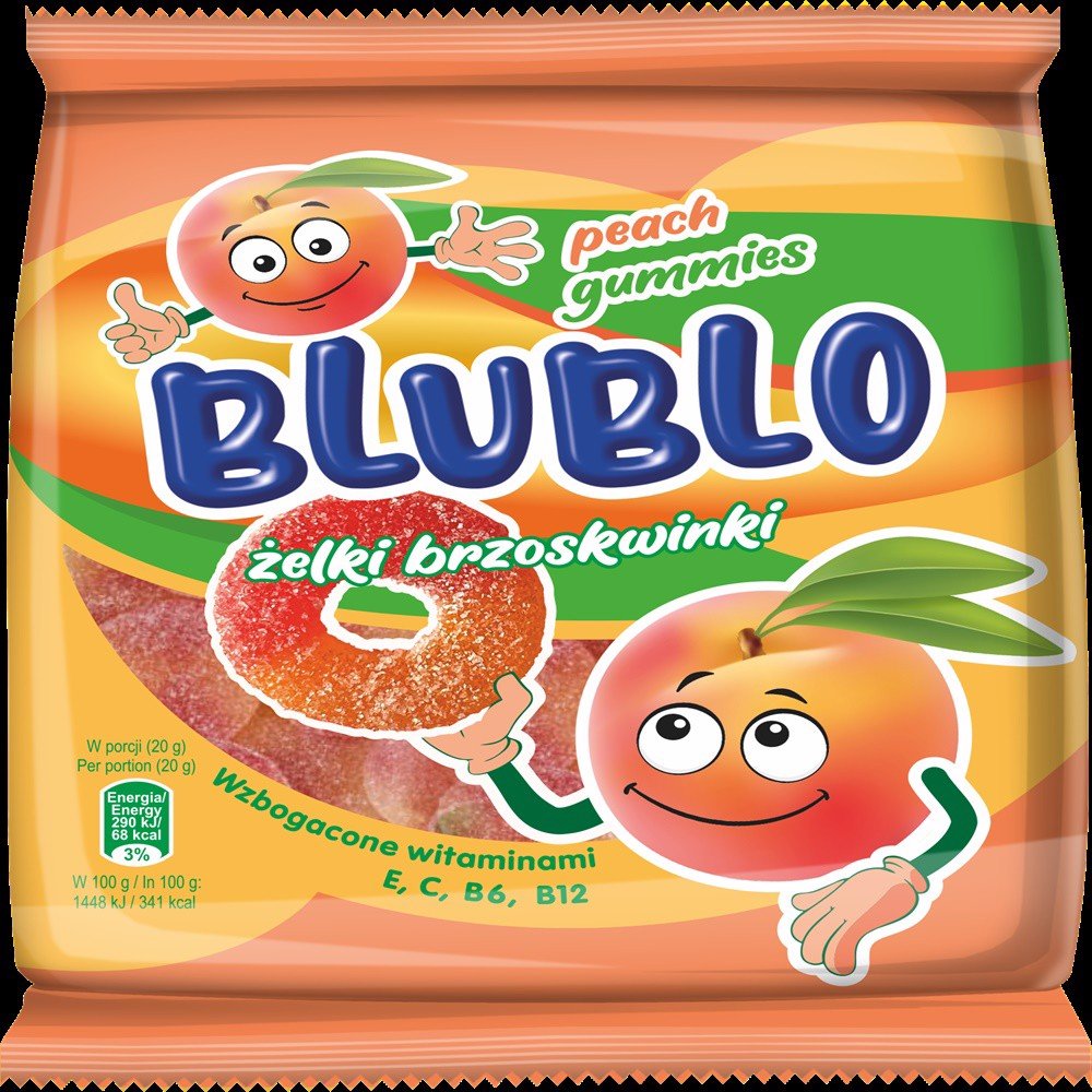 Żelki Brzoskwiniowe Blublo Wzbogacone Witaminami 80g