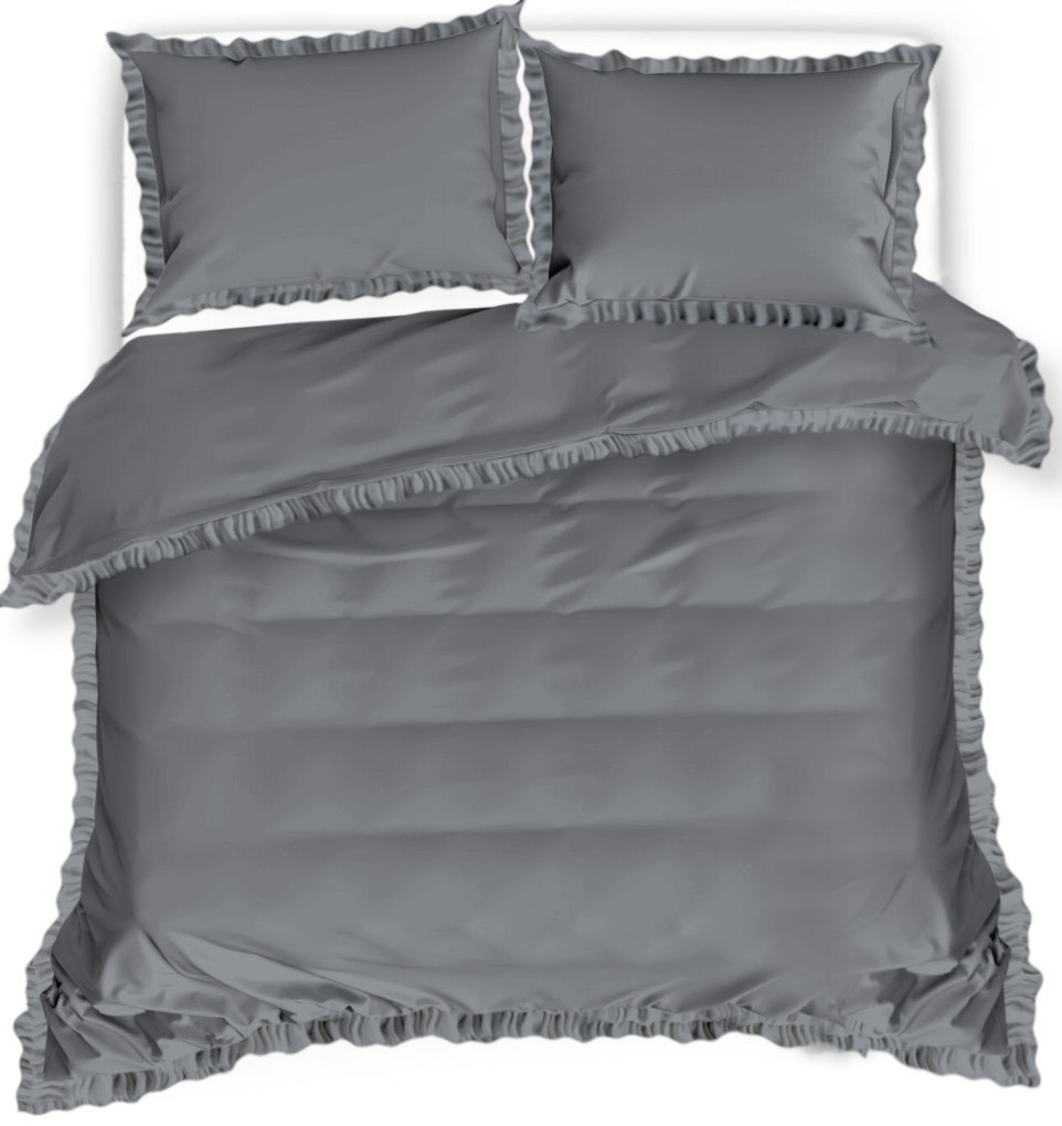 Pościel Z Falbaną 200X220 Szara 2596