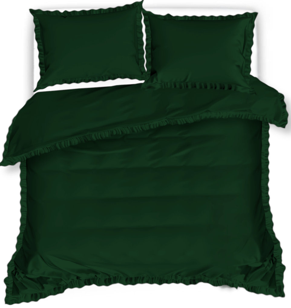 Pościel Z Falbaną 200X220 Butelkowa Zieleń 20184