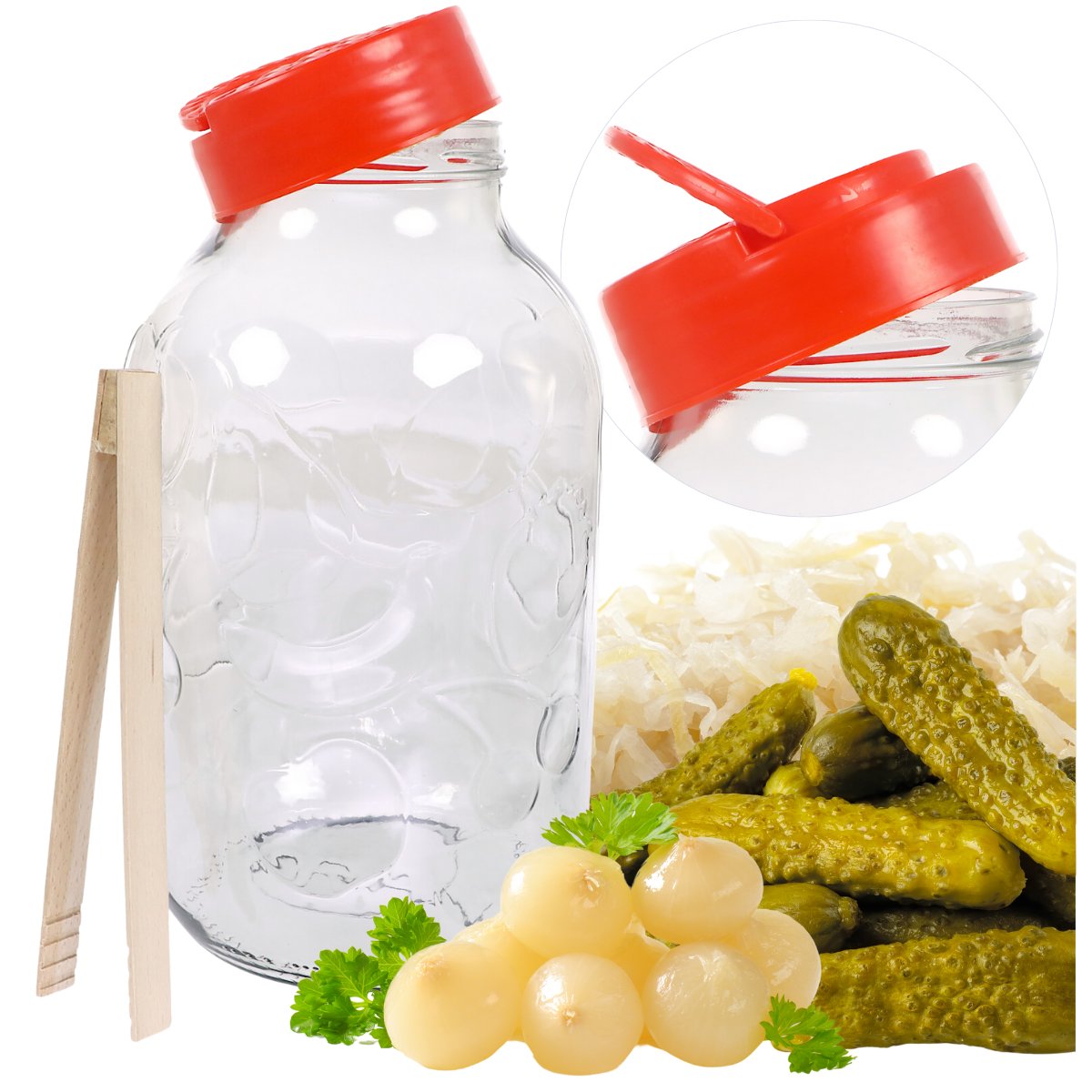 Słoik słój szklany pojemnik do kiszenia na ogórki przetwory kapustę duży 5l
