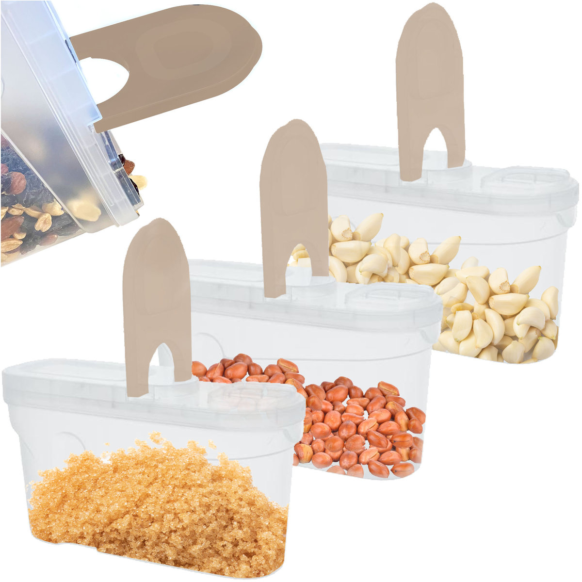 Pojemniki Na Żywność Kuchenne 3 X 1,3 L Do Przechowywania Produktów Sypkich