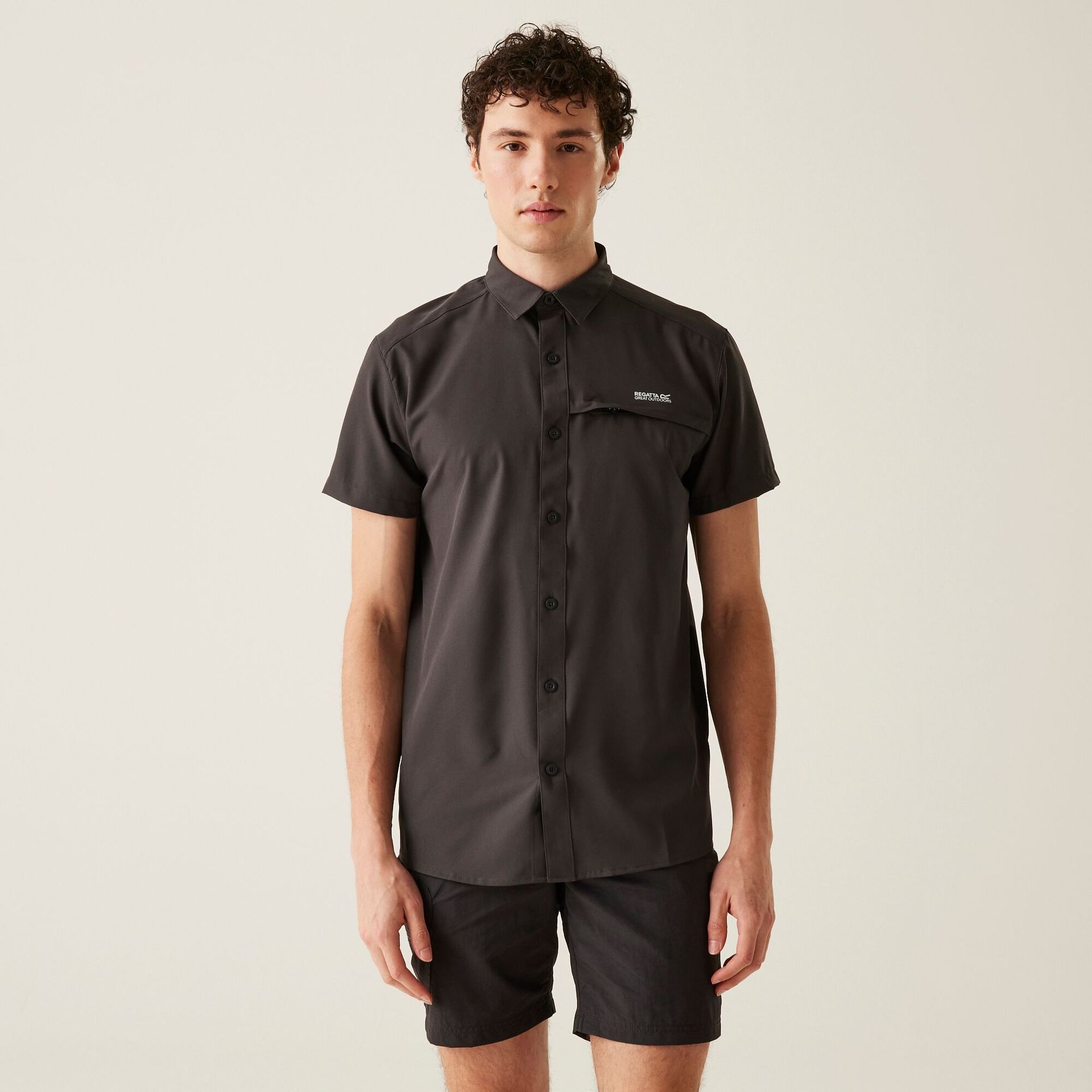 Regatta Męska Koszula z Krótkim Rękawem Travel Packaway Szary, Rozmiar: XL