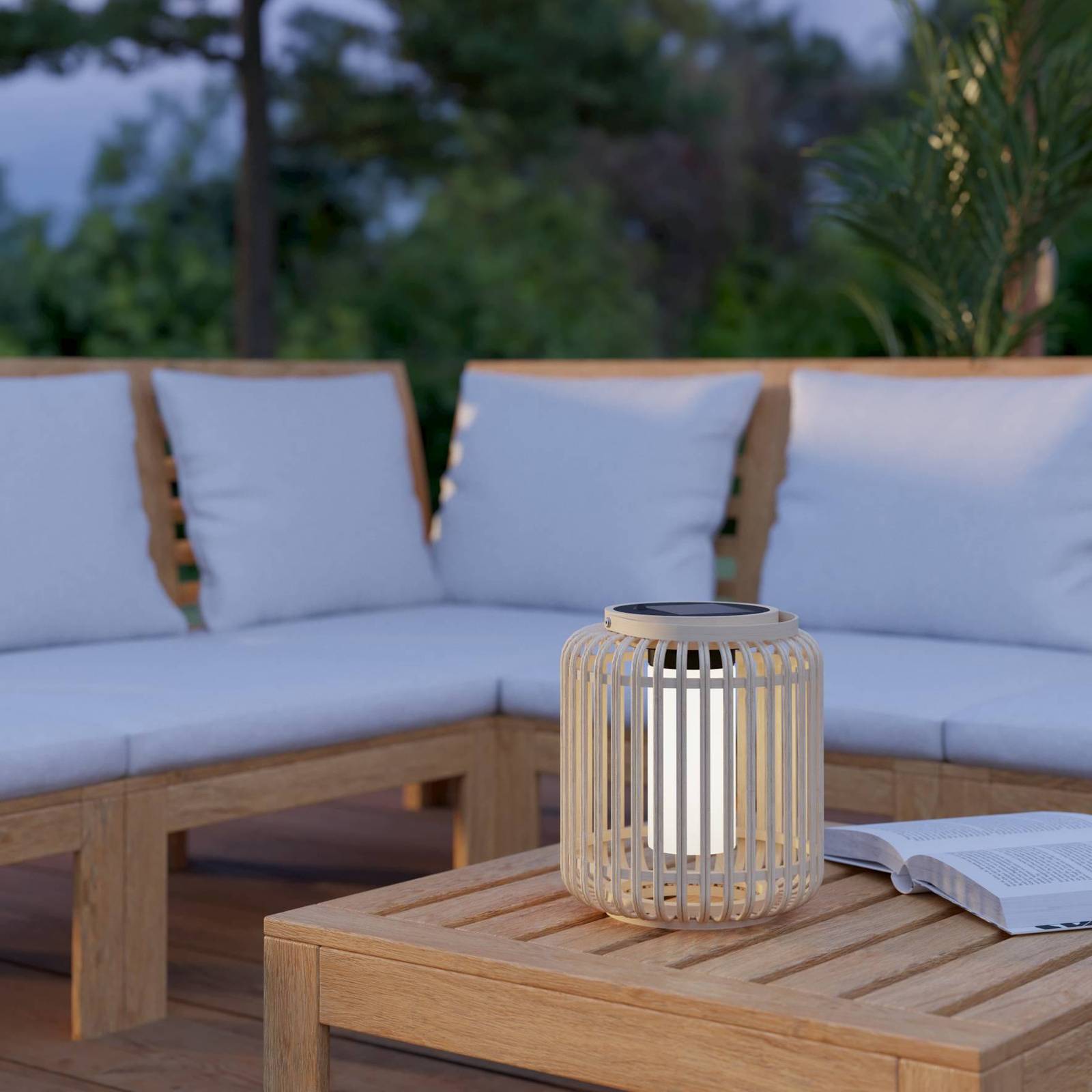 EGLO Latarnia solarna LED Marliano, jasne drewno, drewno