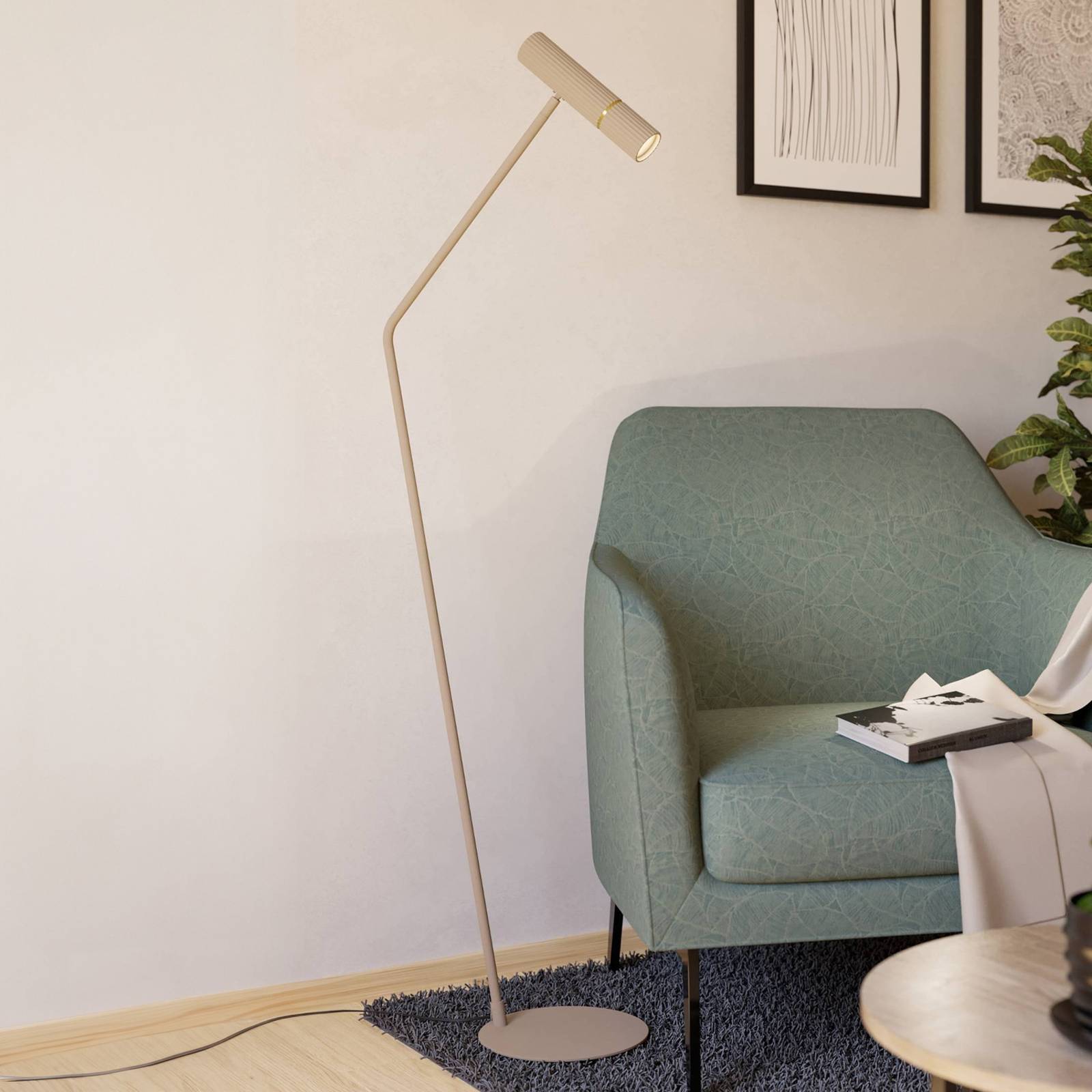 EGLO Lampa stojąca LED Caminia, wysokość 158,5 cm, kolor piaskowy, stal