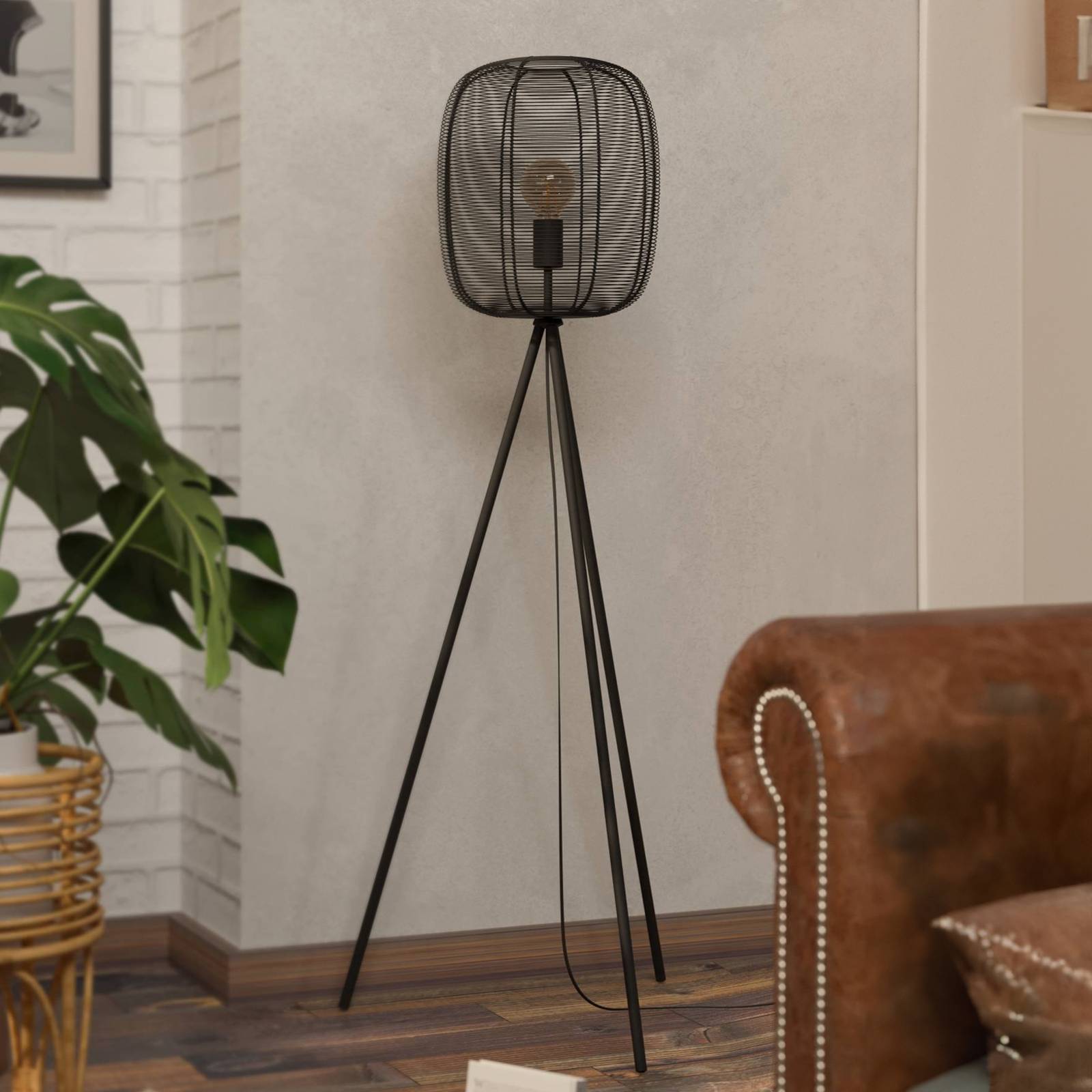 EGLO Lampa stojąca Rinroe, wysokość 140,5 cm, czarny, stal
