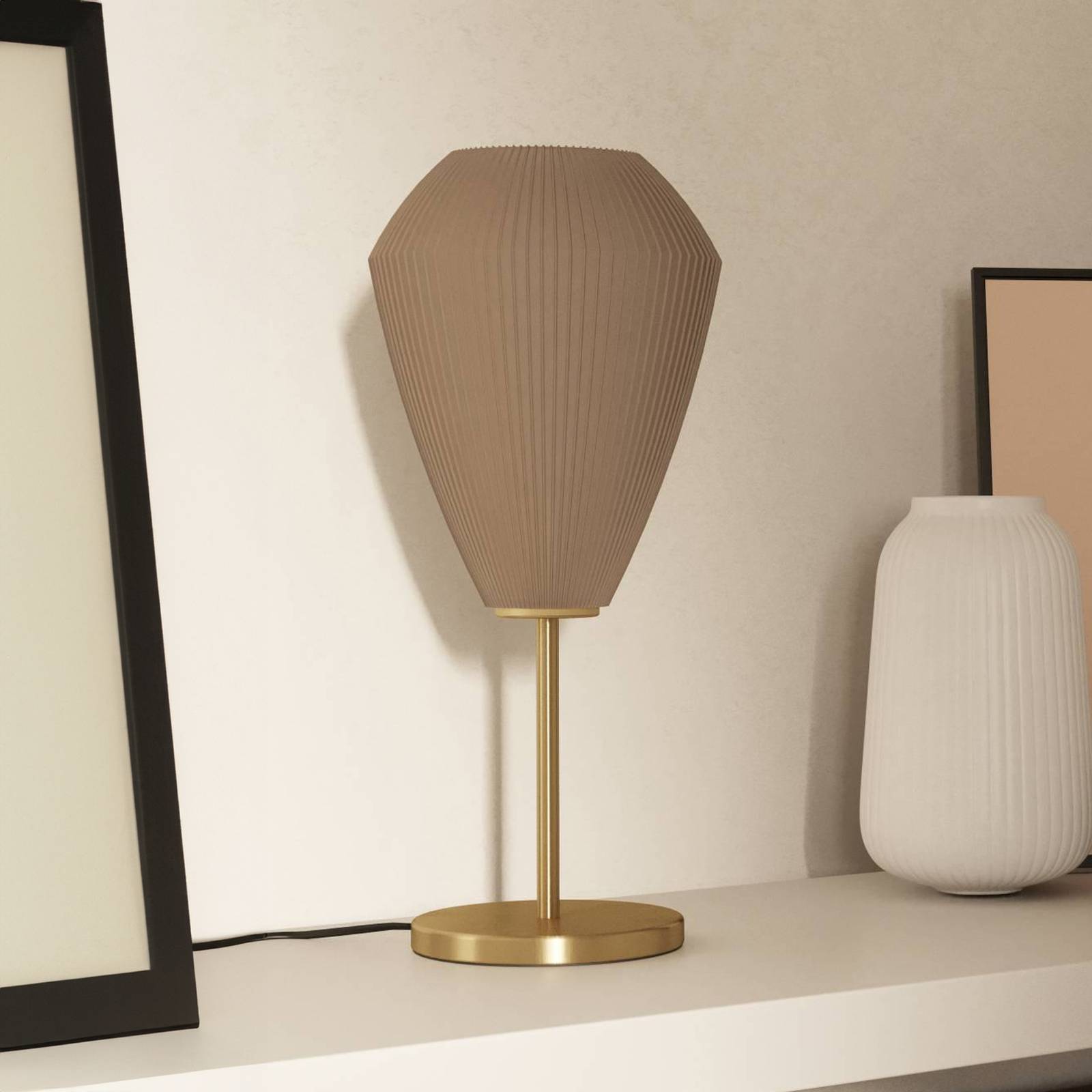 EGLO Lampa stołowa Caprarola, wysokość 46 cm, kolor piaskowy/mosiądz, szkło