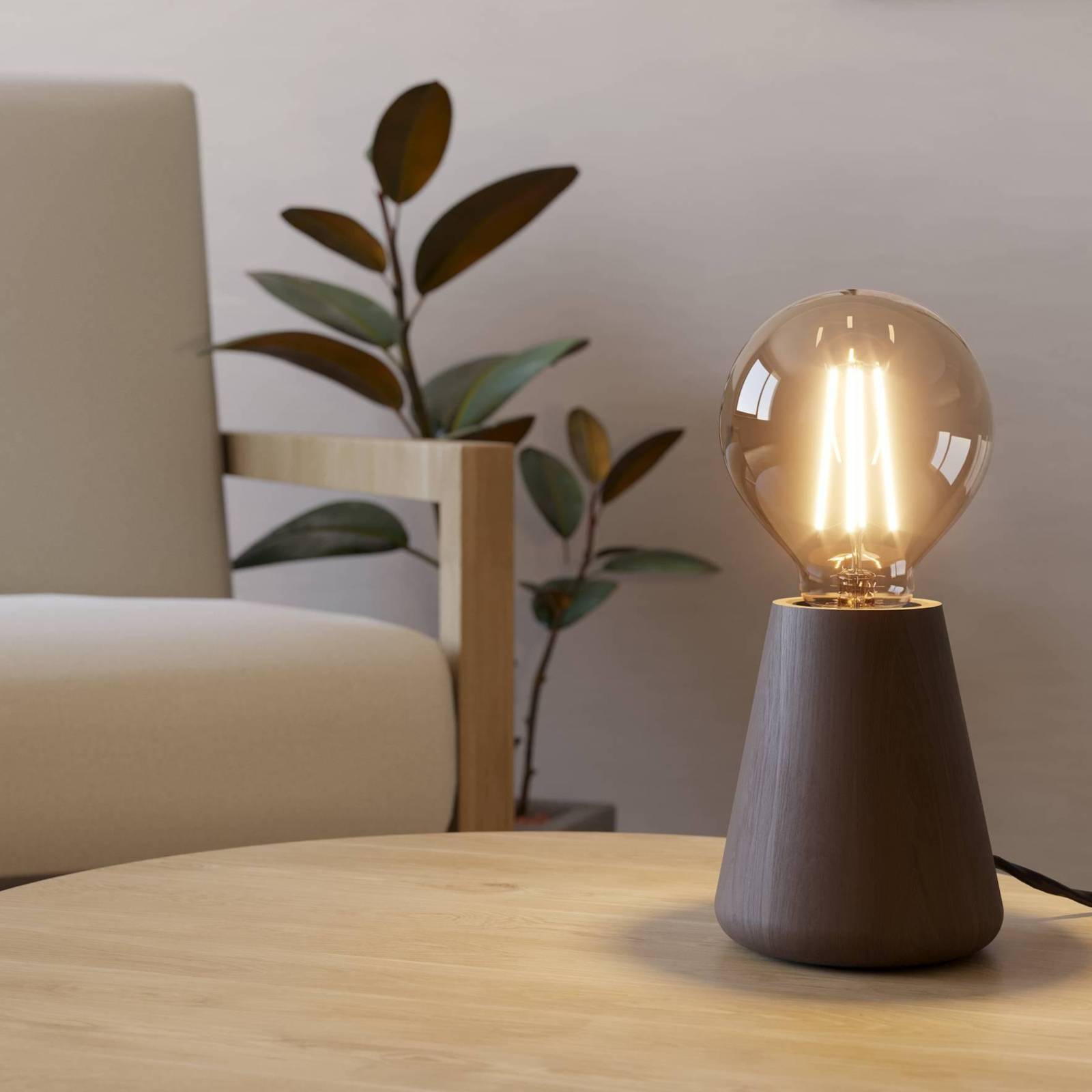 EGLO Lampa stołowa Asby, ciemne drewno, wysokość 10 cm, drewno