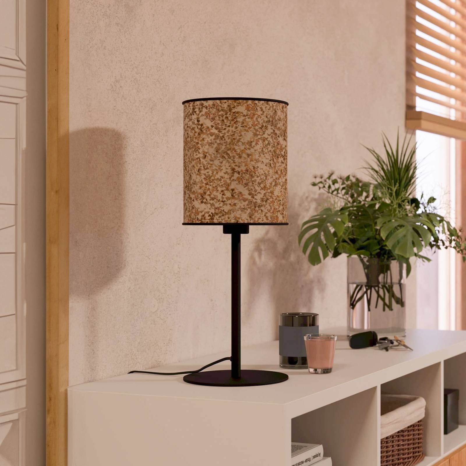 EGLO Lampa stołowa Butterburn, wysokość 47,5 cm, beżowy/zielony, tkanina