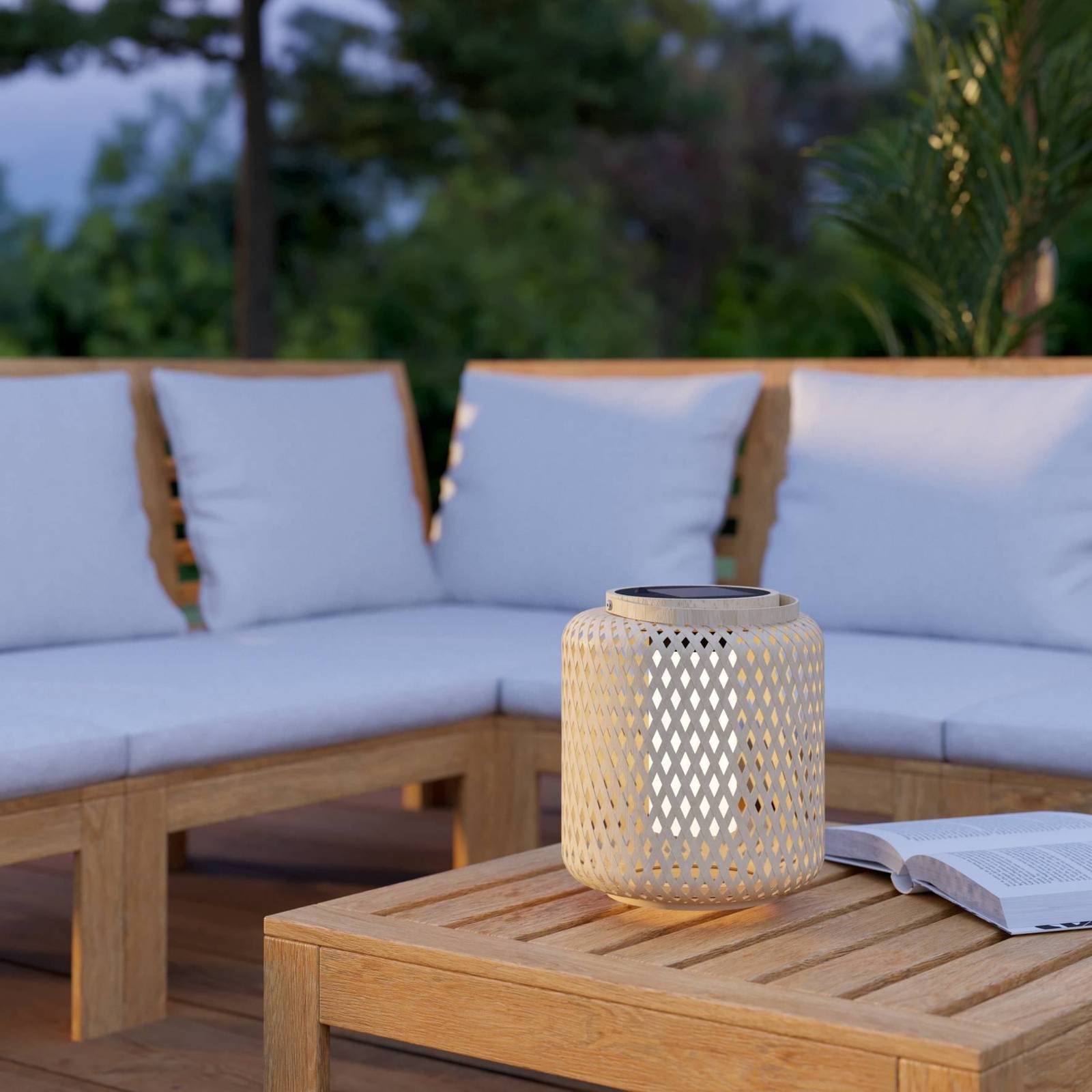 EGLO Latarnia solarna LED Marliano, jasne drewno, drewno