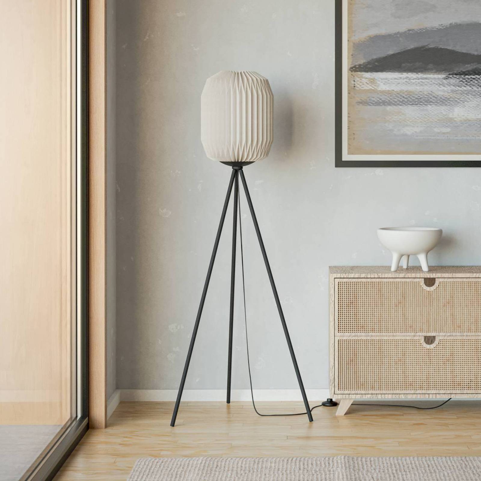 EGLO Lampa podłogowa Belgrave, wysokość 141,5 cm, czarny/biały, metal