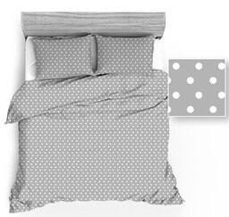 Extrapościel Pościel bawełniana 200x220 943E R115 szara w groszki białe