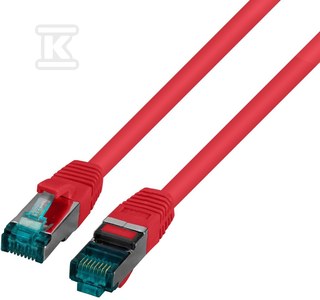 Patchcord RJ45 S/FTP kat. 6A LSZH czerwony 3m