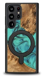 Bewood Drewniane etui Unique - Turquoise do MagSafe do Galaxy S23 Ultra