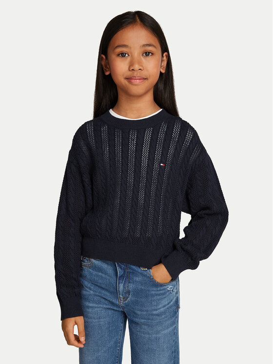 Tommy Hilfiger Sweter Essential KG0KG08075 Granatowy Regular Fit