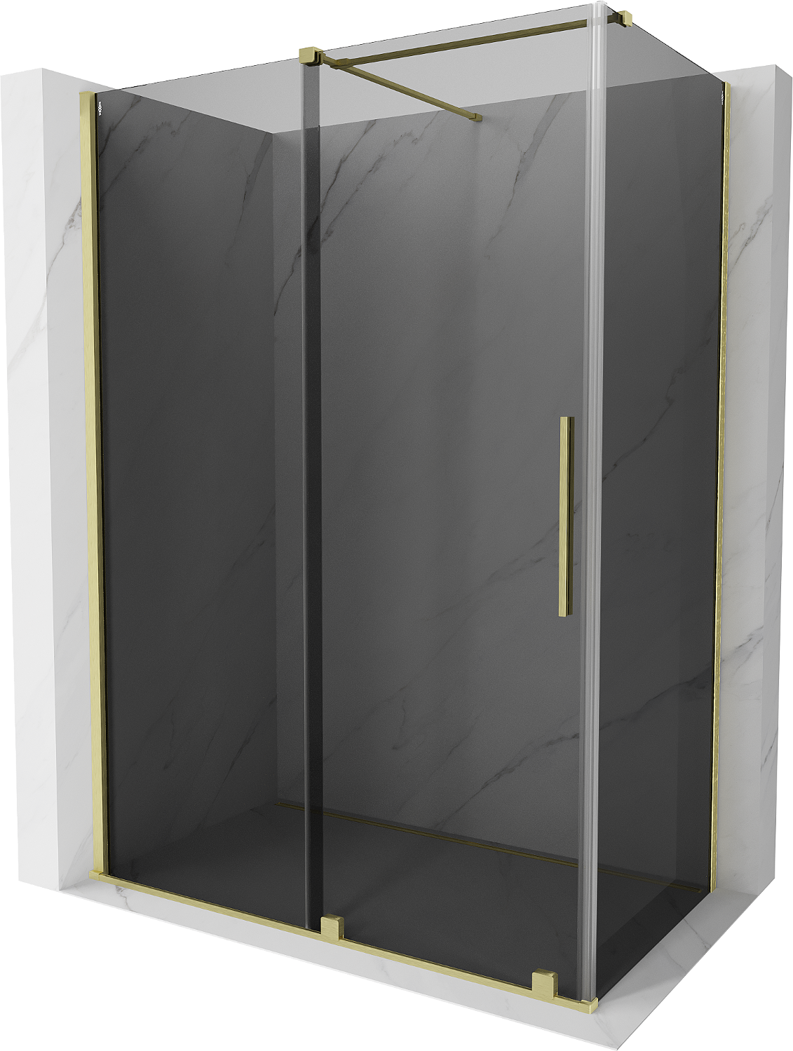 Mexen Velar kabina prysznicowa rozsuwana 160x100 cm, grafit, złota szczotkowana - 871-160-100-41-55