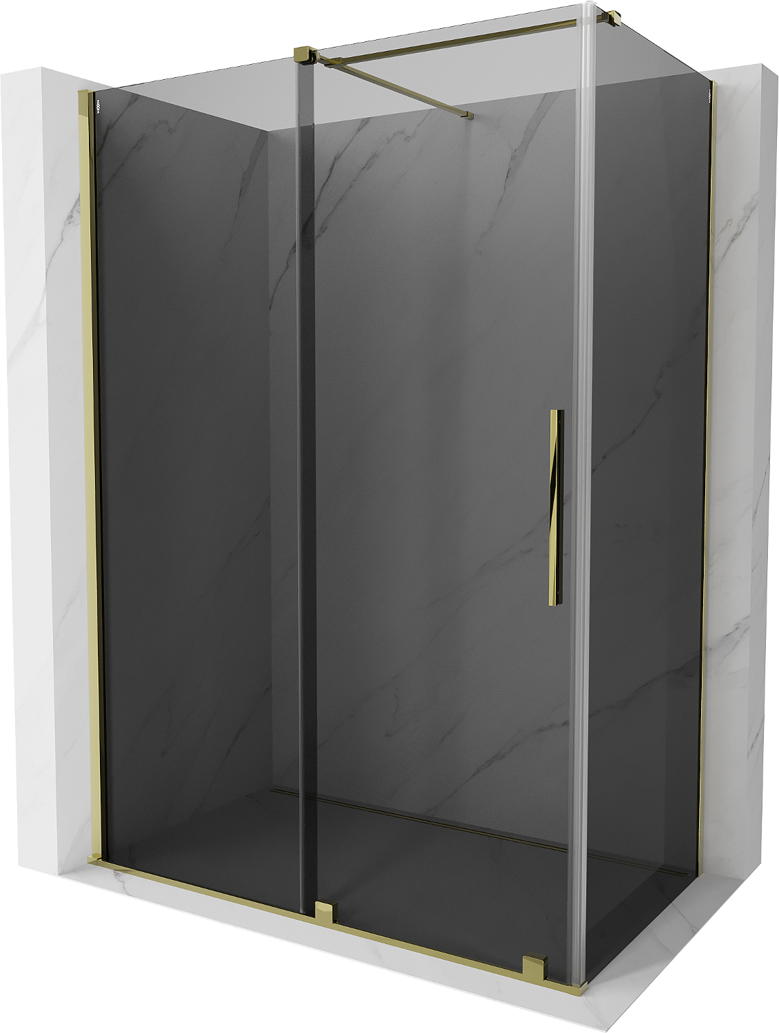 Mexen Velar kabina prysznicowa rozsuwana 140x75 cm, grafit, złota - 871-140-075-41-50