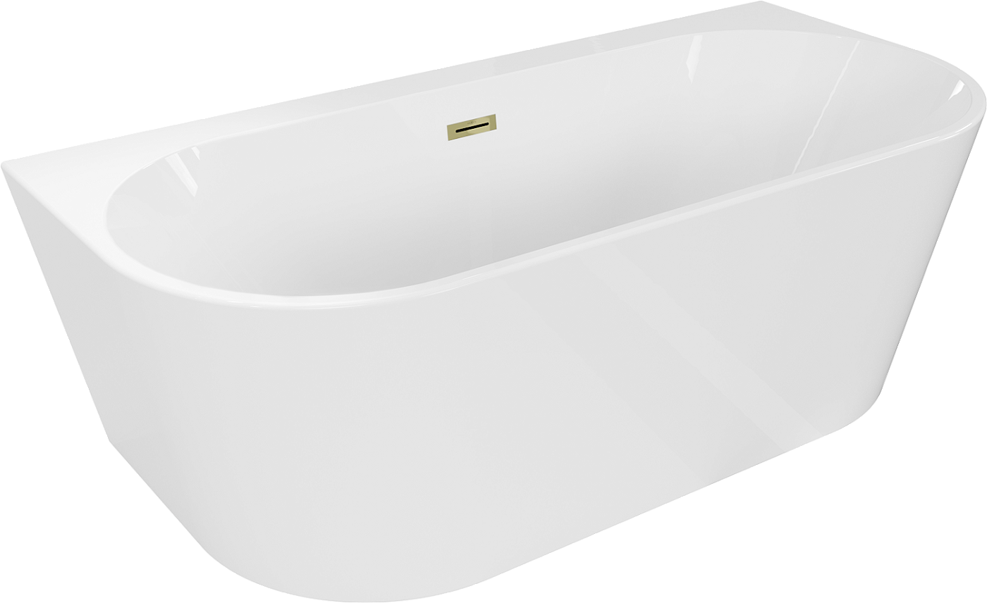 Mexen Oval+ wanna wolnostojąca przyścienna 170 x 80 cm, biała, przelew złoty - 52681708000-50