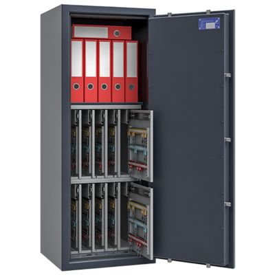 Duży sejf na 560 kluczy i segregatory ISS safe4key I 157024.11 z zamkiem na klucz kolor RAL 7024 klasa I