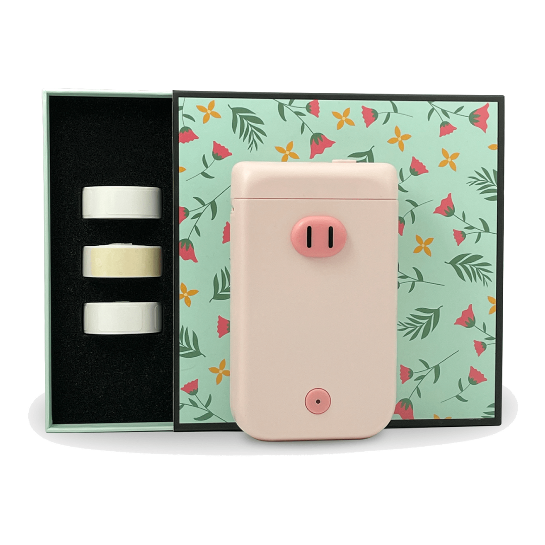 Drukarka etykiet Phomemo D30S 203dpi / do 15mm / BT / z 3 rolkami etykiet / różowa w zestawie GiftBox