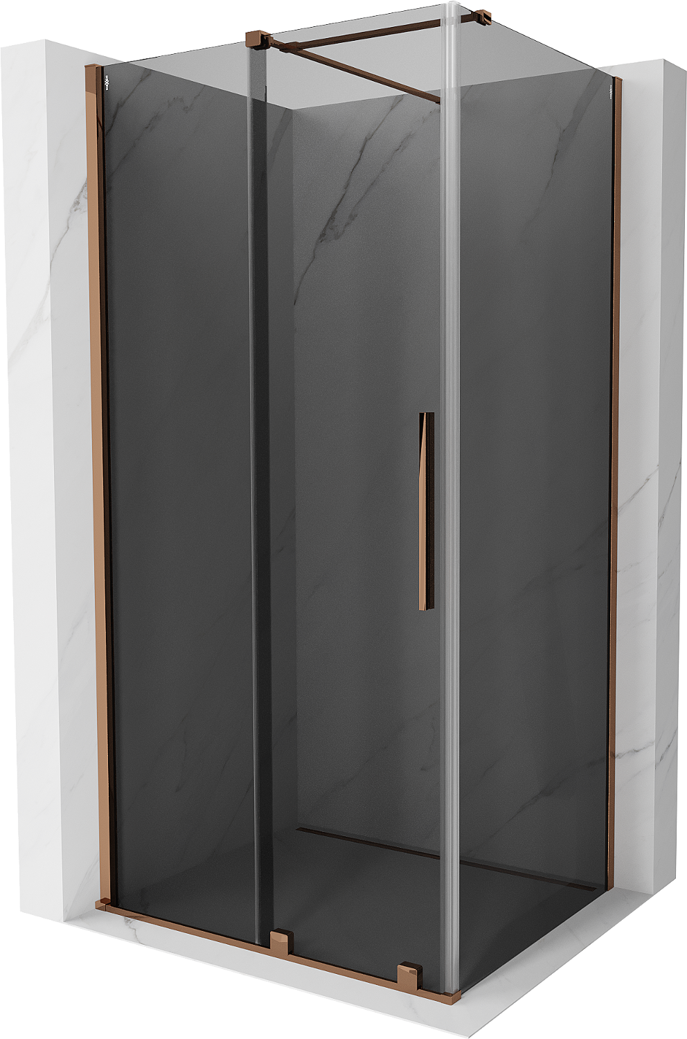 Mexen Velar kabina prysznicowa rozsuwana 110x120 cm, grafit, różowe złoto - 871-110-120-41-60