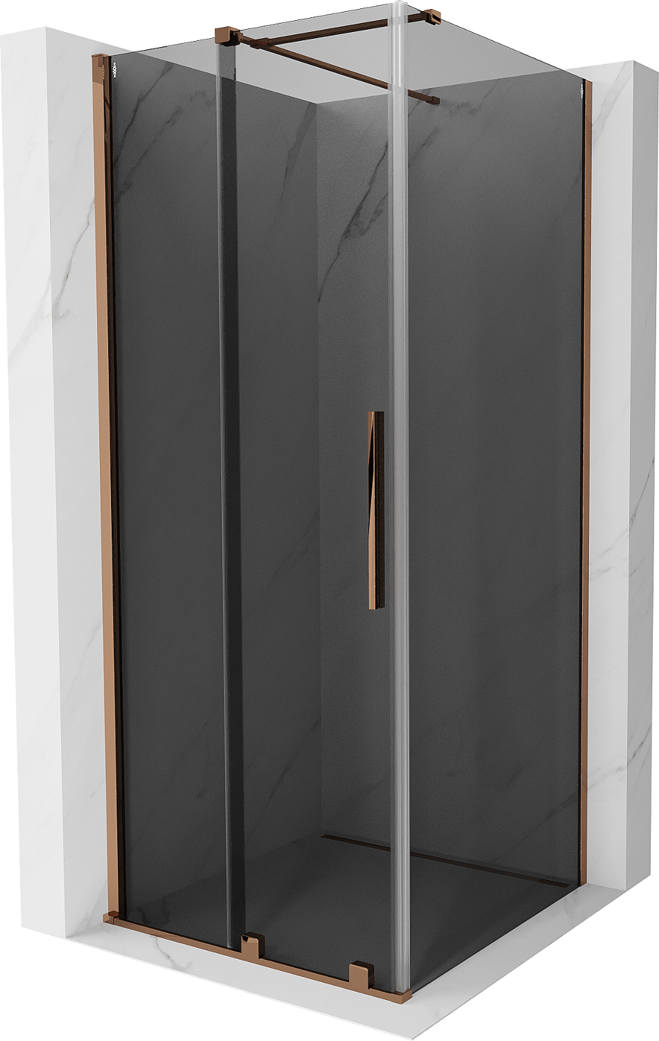 Mexen Velar kabina prysznicowa rozsuwana 120x120 cm, grafit, różowe złoto - 871-120-0120-41-60