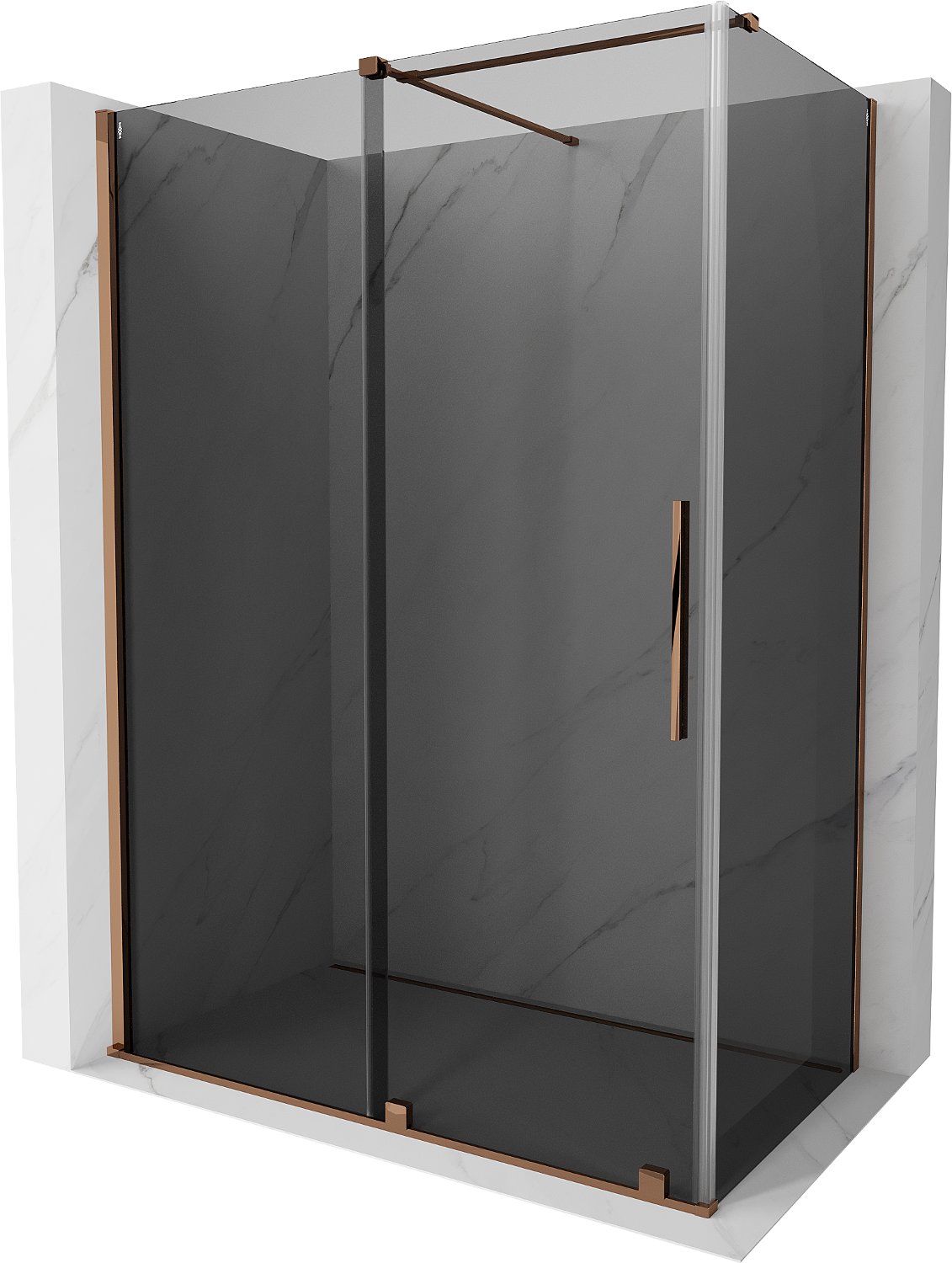 Mexen Velar kabina prysznicowa rozsuwana 150x80 cm, grafit, różowe złoto - 871-150-080-41-60