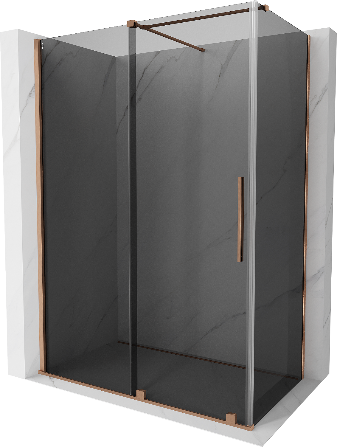 Mexen Velar kabina prysznicowa rozsuwana 150x85 cm, grafit, miedź szczotkowana - 871-150-085-41-65