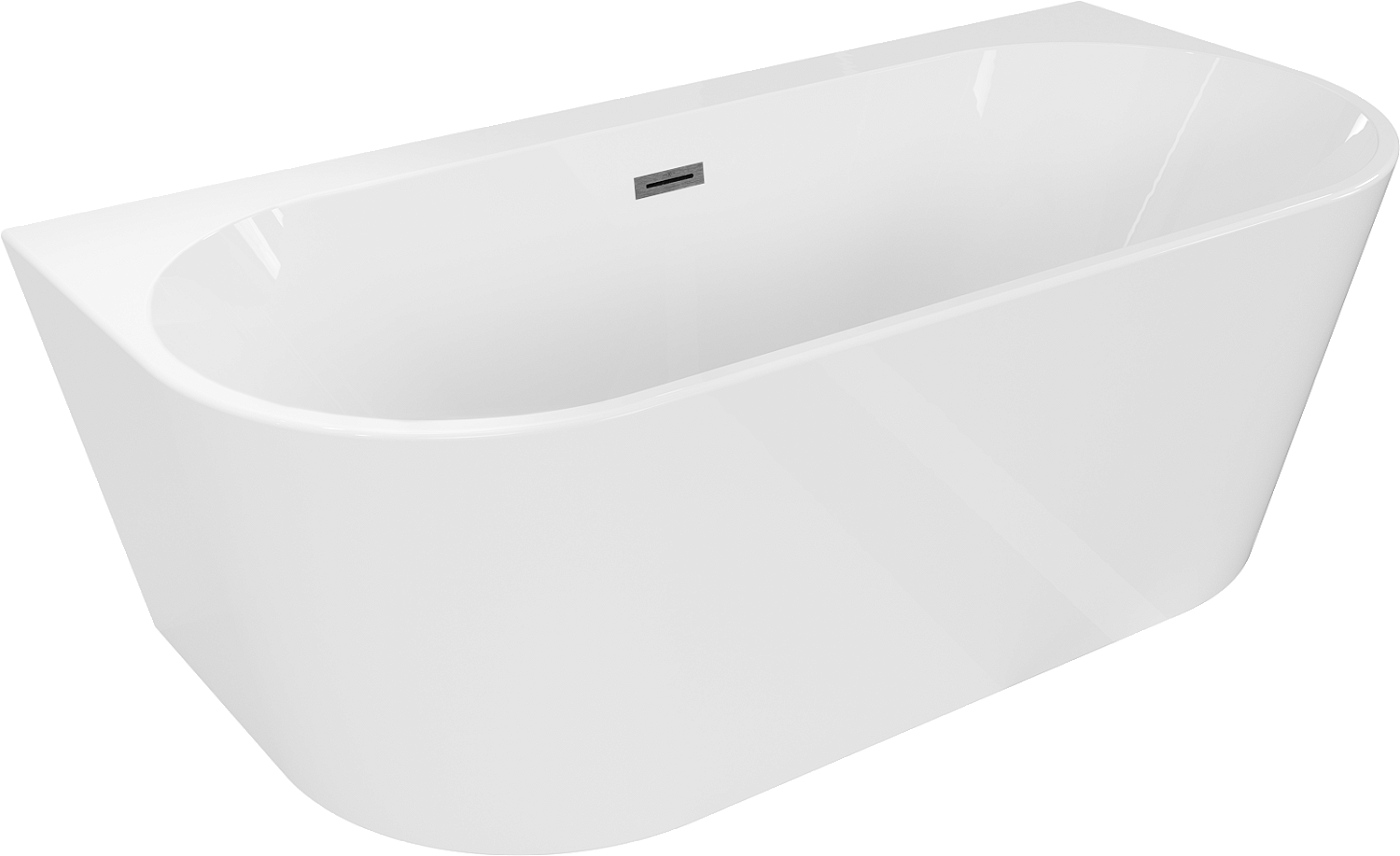 Mexen Oval+ wanna wolnostojąca przyścienna 170 x 80 cm, biała, przelew gun gray szczotkowany - 52681708000-66